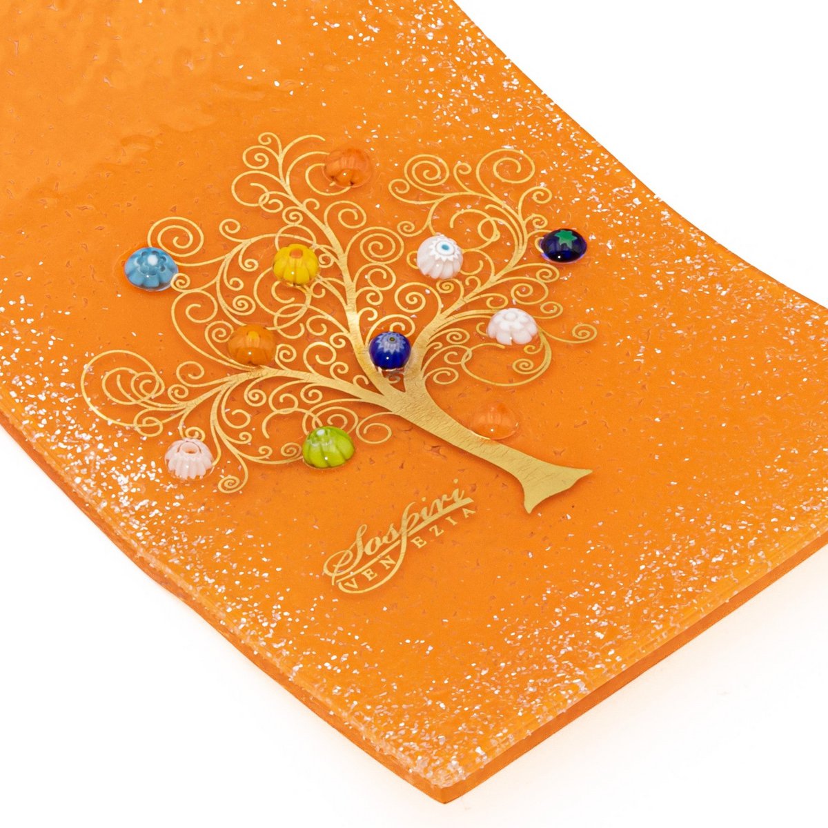 Havered rechthoekige muurwacht, in Murano Glass, Gift Idea, Gunsten, Golden Decoration Tree of Life