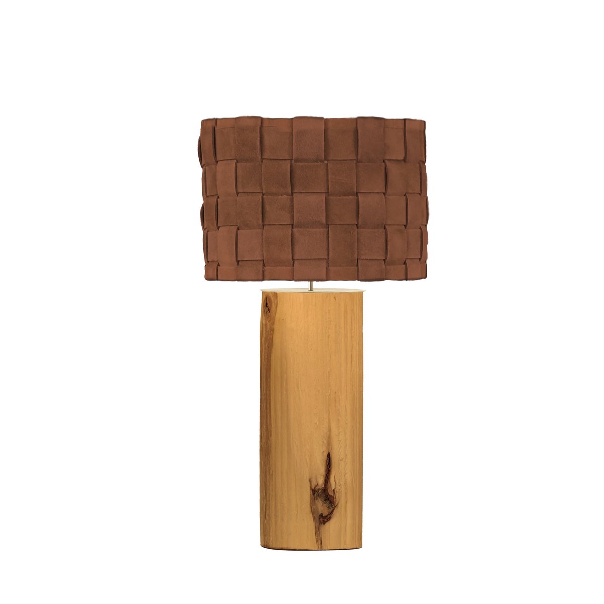 Lámpara de mesa de tejido de cesta de cuero