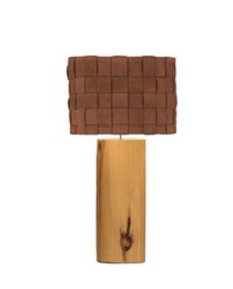 Lámpara de mesa de tejido de cesta de cuero