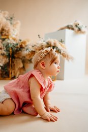 Top de verano de muselina con mangas de ángel rosa para bebés y niños pequeños