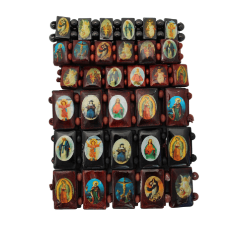 Verschiedene Heilige-Armbänder aus Holz – 10er-Set