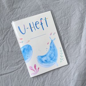 U-booklet case whale, gift for pregnancy or birth, with compartment for vaccination certificate and health card