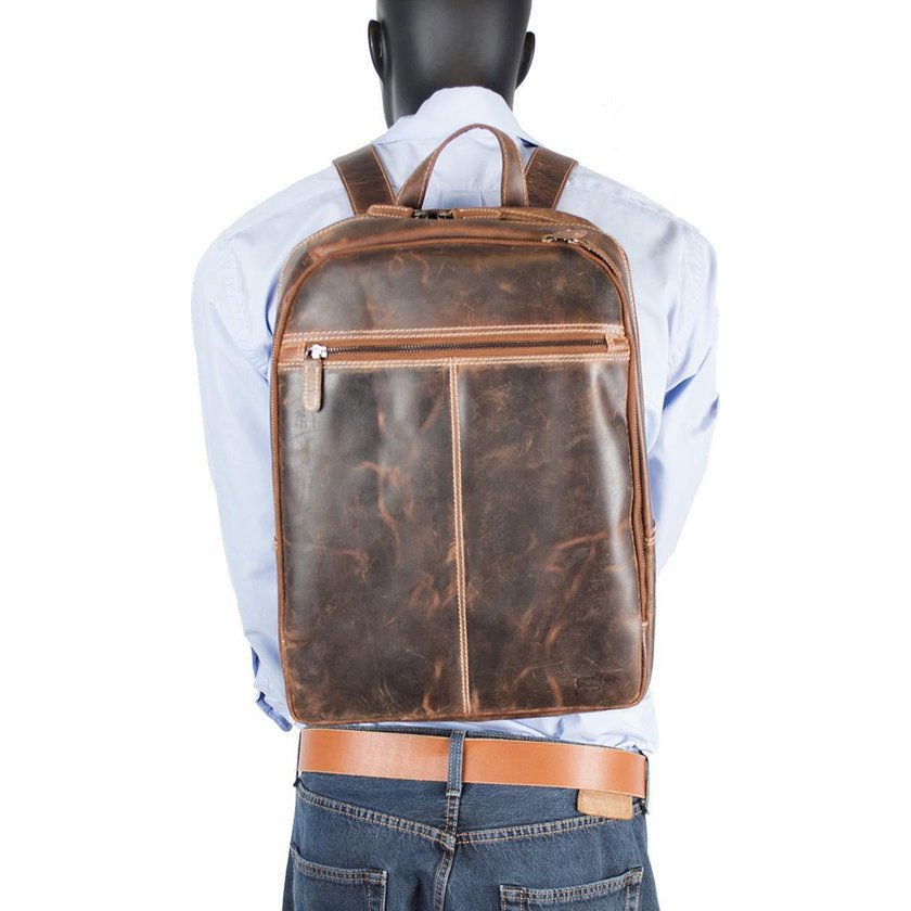 Backpack Ladies and Men's Cognac Leather - Backpack in pelle fresca ed elegante in un ricco colore cognac, perfetto per l'uso quotidiano.