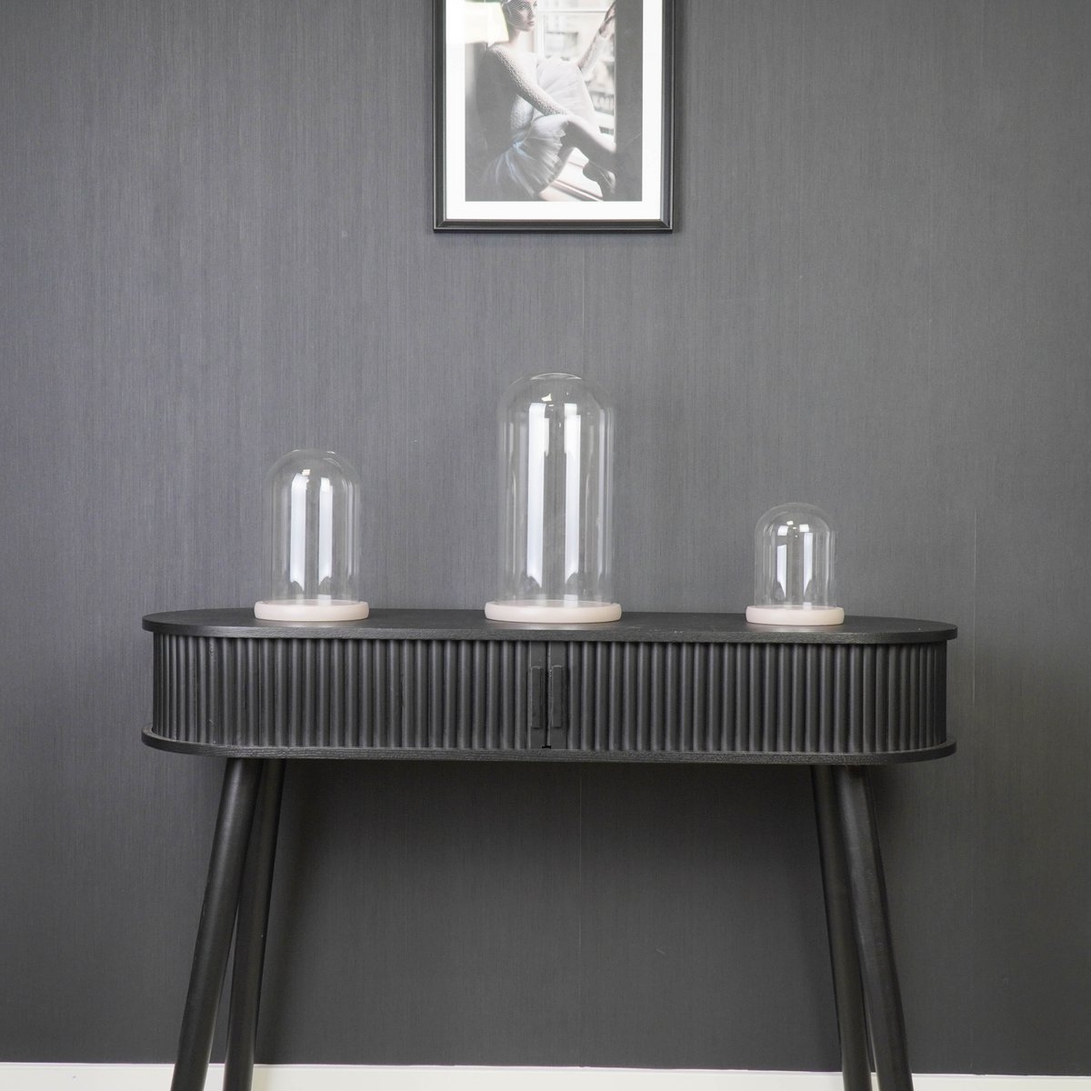 Campana - Vidrio/Madera - Arena - 17x17x32cm