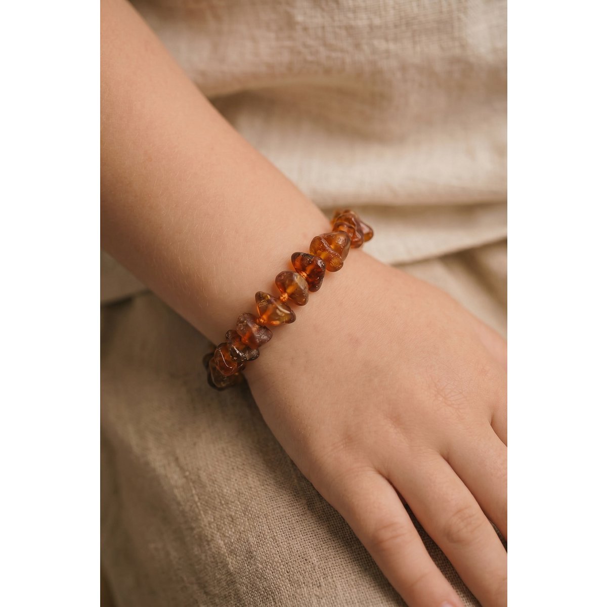 Baby/Kind – Bernsteinarmband – Cognac – Chips poliert – 14 cm