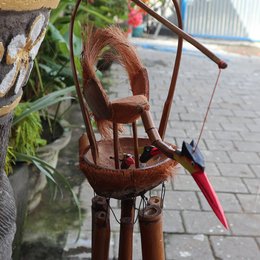 Bambus-Windspiel – natürliches Finish – Mutter und Küken