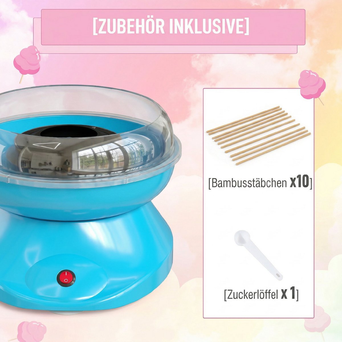 Máquina de algodón de azúcar para el hogar Máquina de algodón de azúcar Máquina de algodón de azúcar con palos y cuchara medidora Altura 18 cm 550 W para festivales infantiles, cumpleaños, fiestas rosa