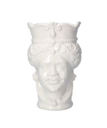 Weiße Männerkopfvase aus Keramik, hergestellt in Italien, H 20 x Ø 14 cm