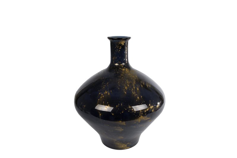 3R Vase Meguino L sort-guld glas 37x37x46cm