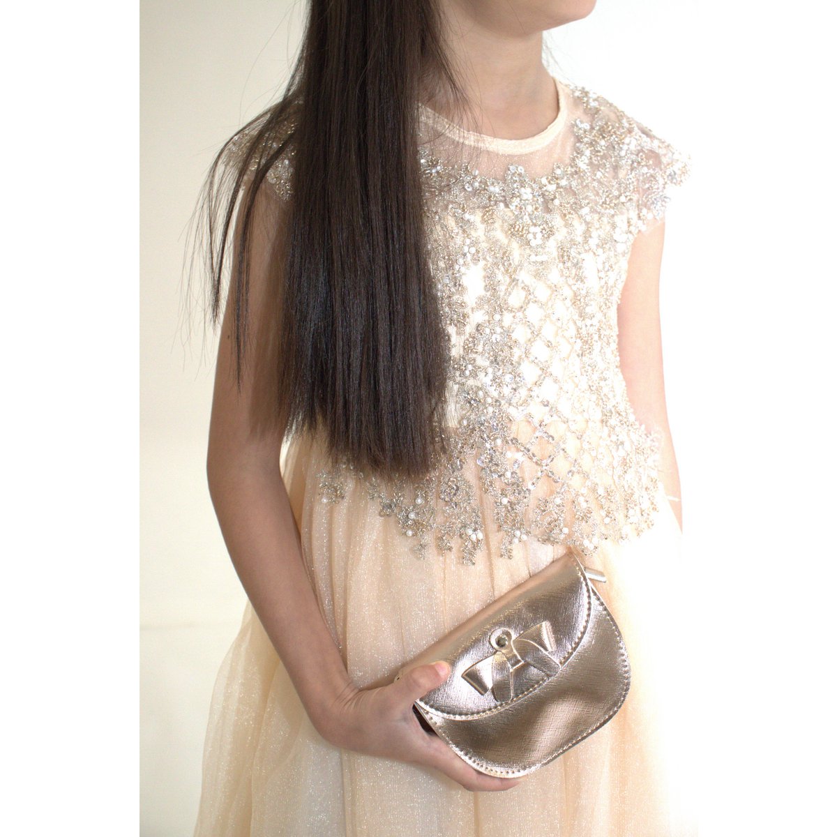 ANABELLA ceremony dress - Peach - Size: 120 cm (4/5 years)