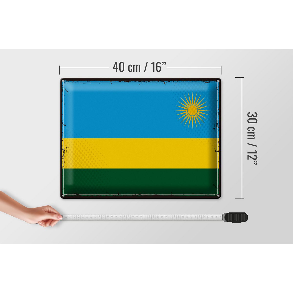 Tin Sign Flag Rwanda 40x30cm Retro Flag of Rwanda
