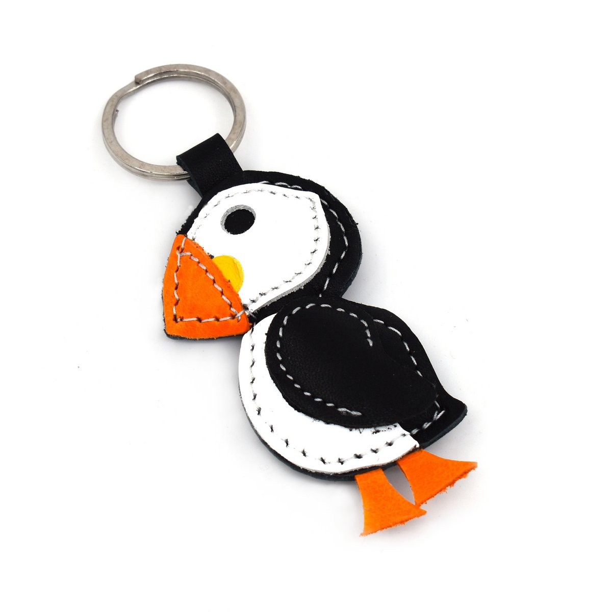 Puffin Bird lederen sleutelhanger handgemaakt