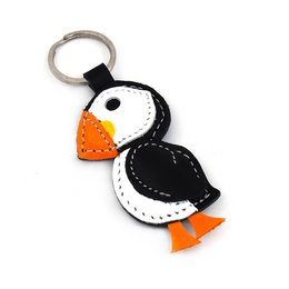 Puffin Bird lederen sleutelhanger handgemaakt