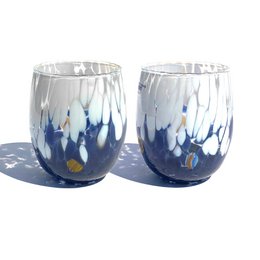 6 große zweifarbige Wassergläser aus mundgeblasenem und handgefertigtem Glas mit Murano-Murrine, Linie „I Colori di Murano“, 435 ml. Hergestellt in Italien
