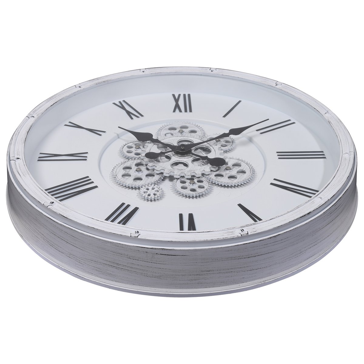 Skelett-Wanduhr im Industrial-Vintage-Look, Ø 50,5 cm, weiß/ schwarz