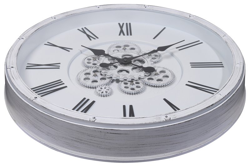 Skelett-Wanduhr im Industrial-Vintage-Look, Ø 50,5 cm, weiß/ schwarz