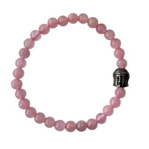Women's bracelet Rose quartz 6 mm with Buddha bead