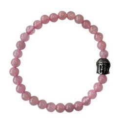 Women's bracelet Rose quartz 6 mm with Buddha bead