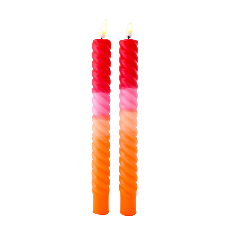 LED Swirl Kaars Red Orange - Juego de 2