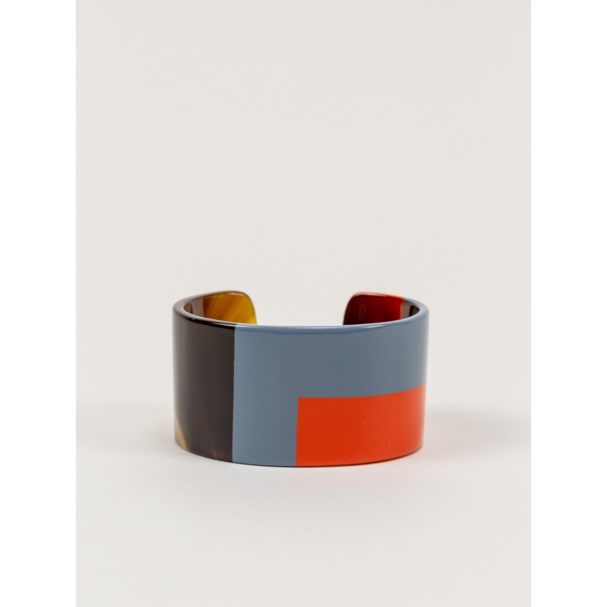 Manchette laquée orange et gris-bleu