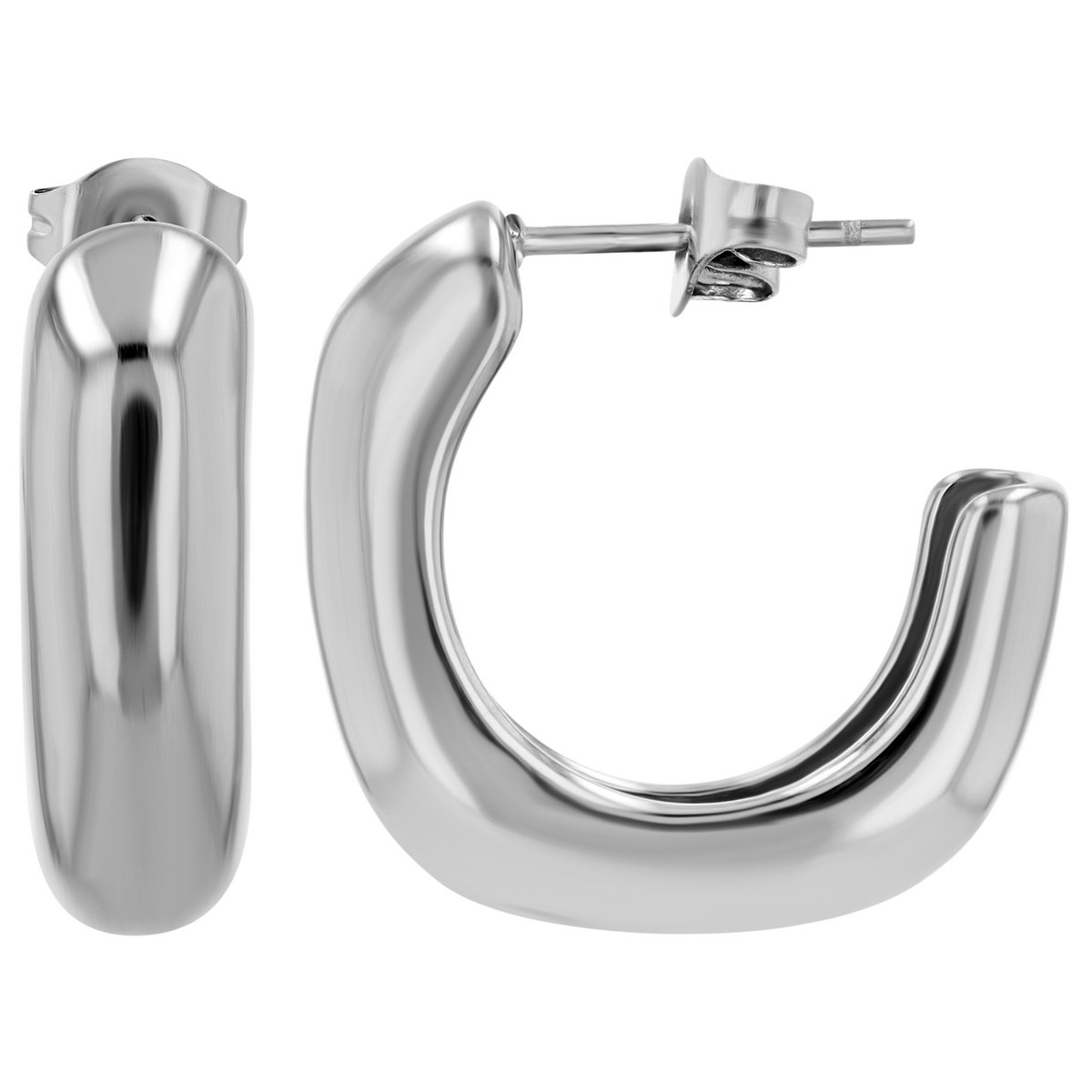 "Vilma" striking hoop earrings made of stainless steel, silver-colored
