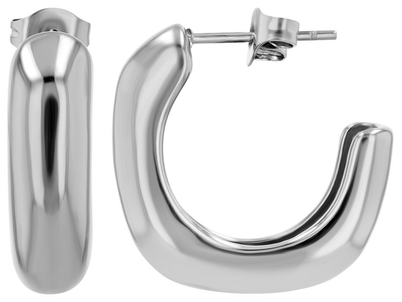 "Vilma" striking hoop earrings made of stainless steel, silver-colored