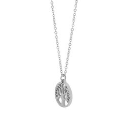 RVS ketting "Junia" met hanger - levensboom, 43 + 5 cm, zilverkleurig