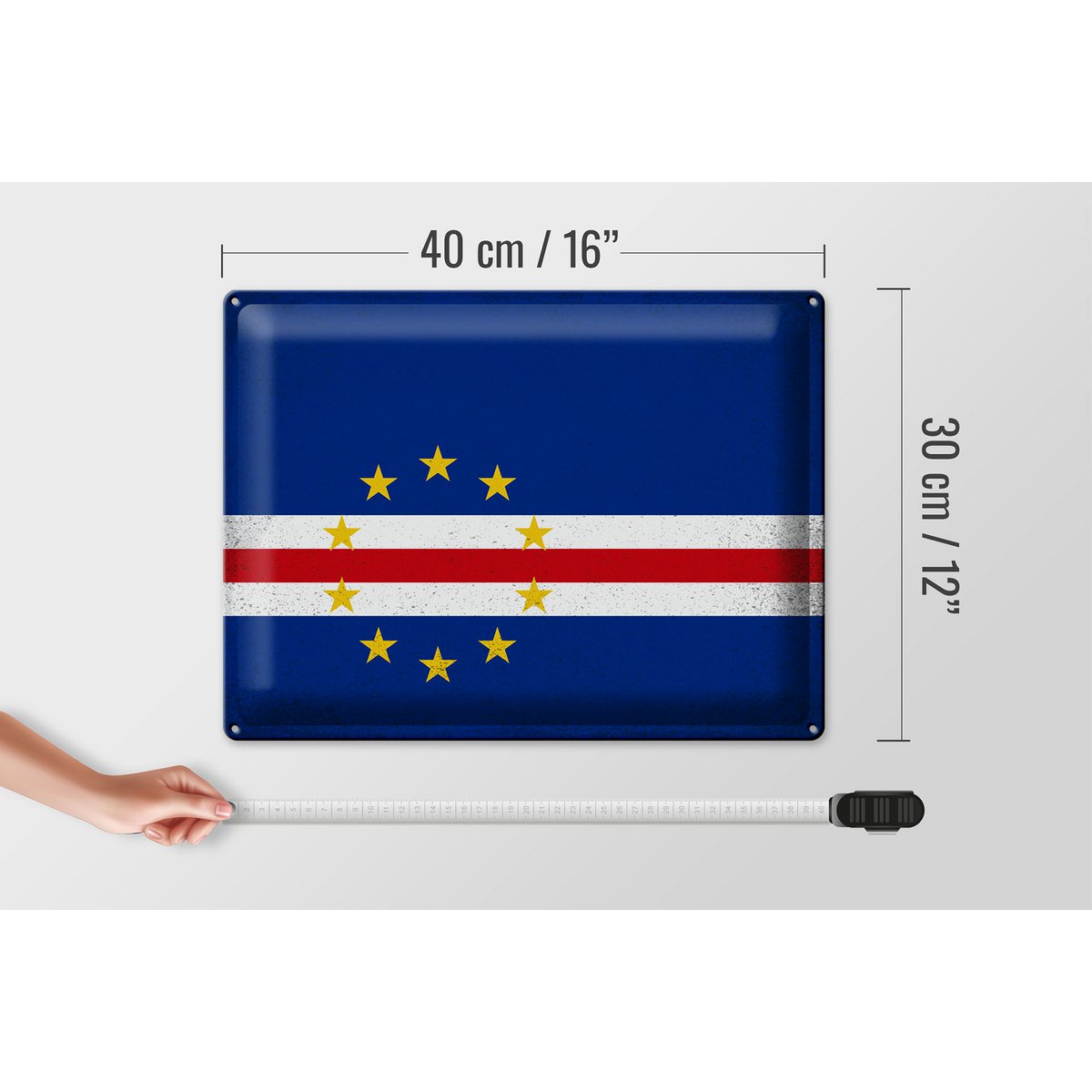 Tin Sign Flag Cape Verde 40x30cm Cape Verde Vintage