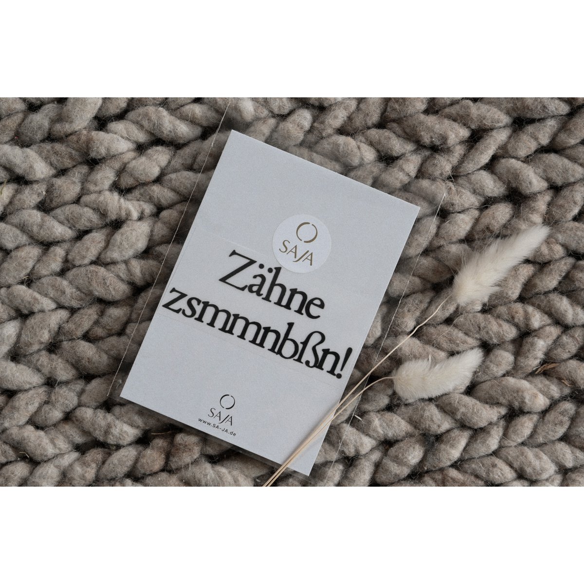 Bügelbild "Zähne zsmmnbßn!"