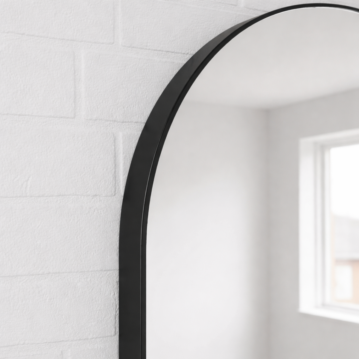 Boogspiegel 80x180 cm Zwart – Slanke Passpiegel Staal - Boog Spiegel