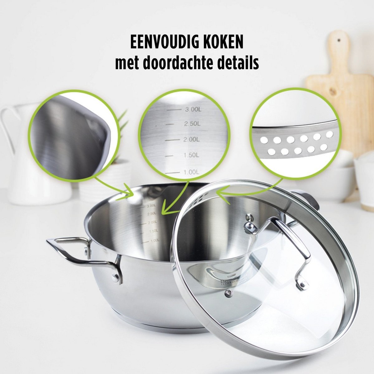 Pour & Cook Casserole with glass lid - 24x12 cm