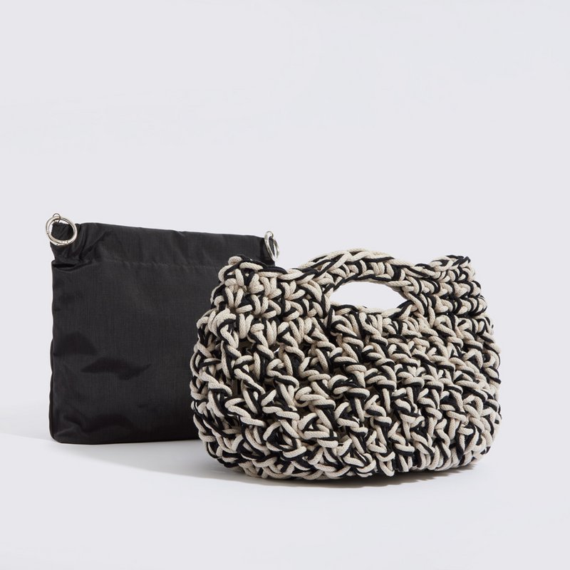 Sac à main au crochet «Nadia Cotton» avec crème de poche imperméable + noir