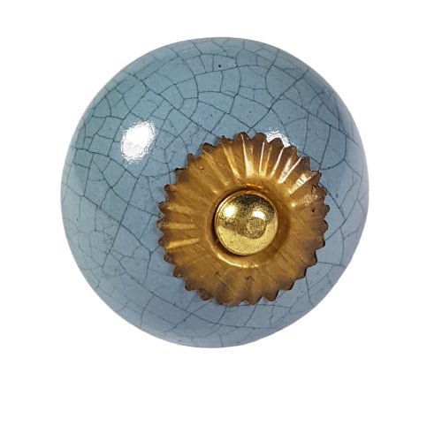 porcelain knob round crackle gray