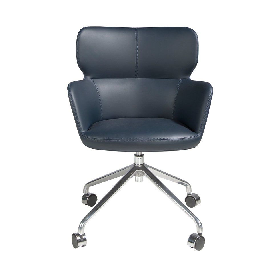 Blue leatherette swivel office chair 4110
