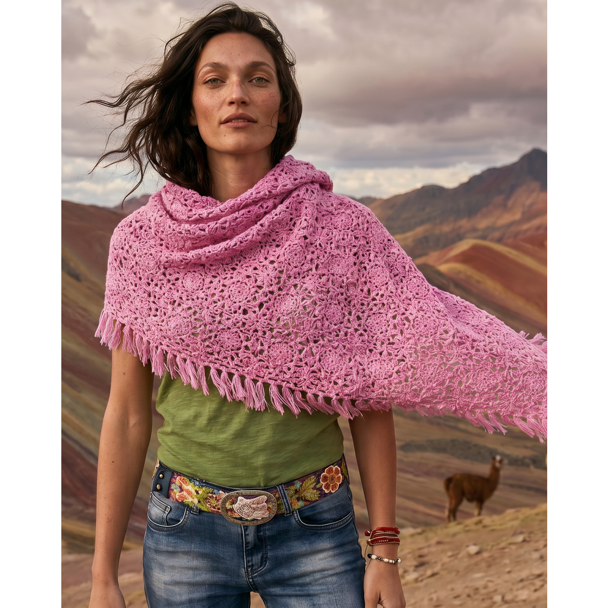 Cashmere scarf LA PAZ hand crocheted triangle