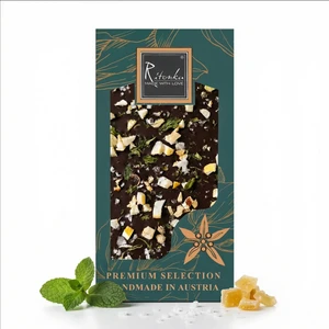 PREMIUM bitter chocolate lemon, mint, salt flakes 95g
