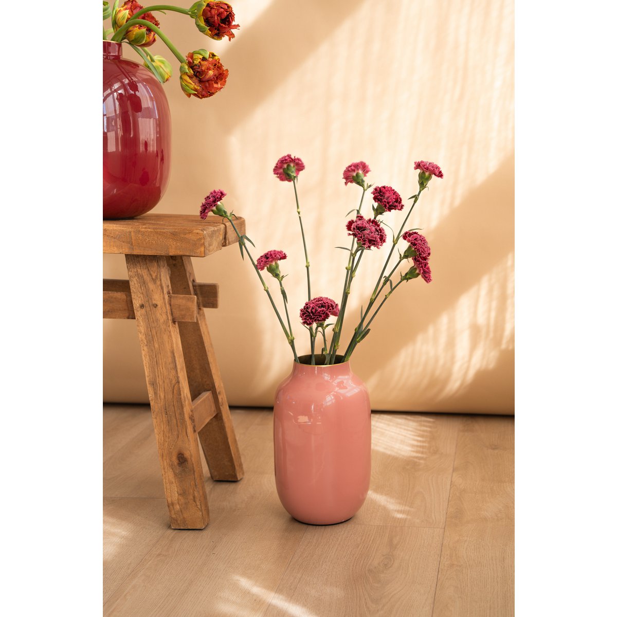 Vase Metal Oval Old Pink 30cm