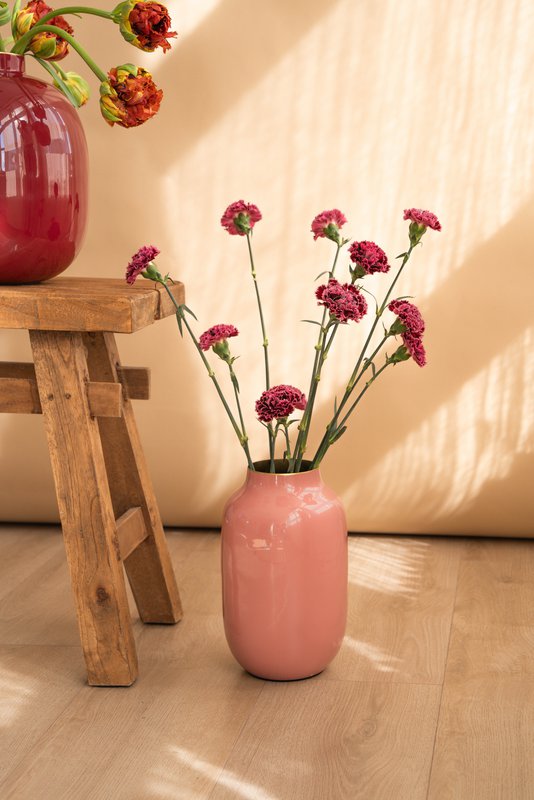Vase Metal Oval Old Pink 30cm