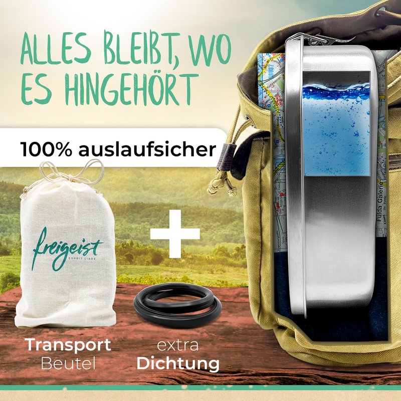 Lunchbox aus Edelstahl | edelstahl, Bruchfest, auslaufsicher | 800 ml