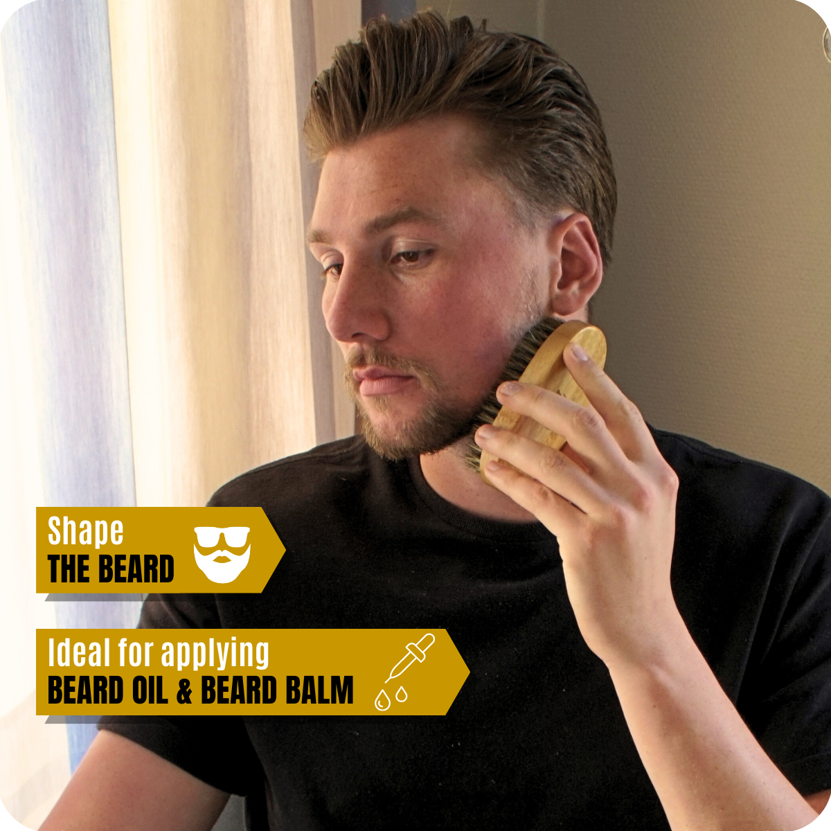 Cepillo para Barba - Madera de Bambú - Cerdas Veganas - Diseño Ergonómico - Para Hombres