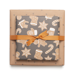 Double-sided wrapping paper Christmas "gingerbread" Christmas cookies in beige and brown made from 100% recycled paper