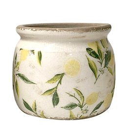 Urtepotte Ø 15x13 cm Gul Grøn Keramik Citron Urtepotte Indendørs
