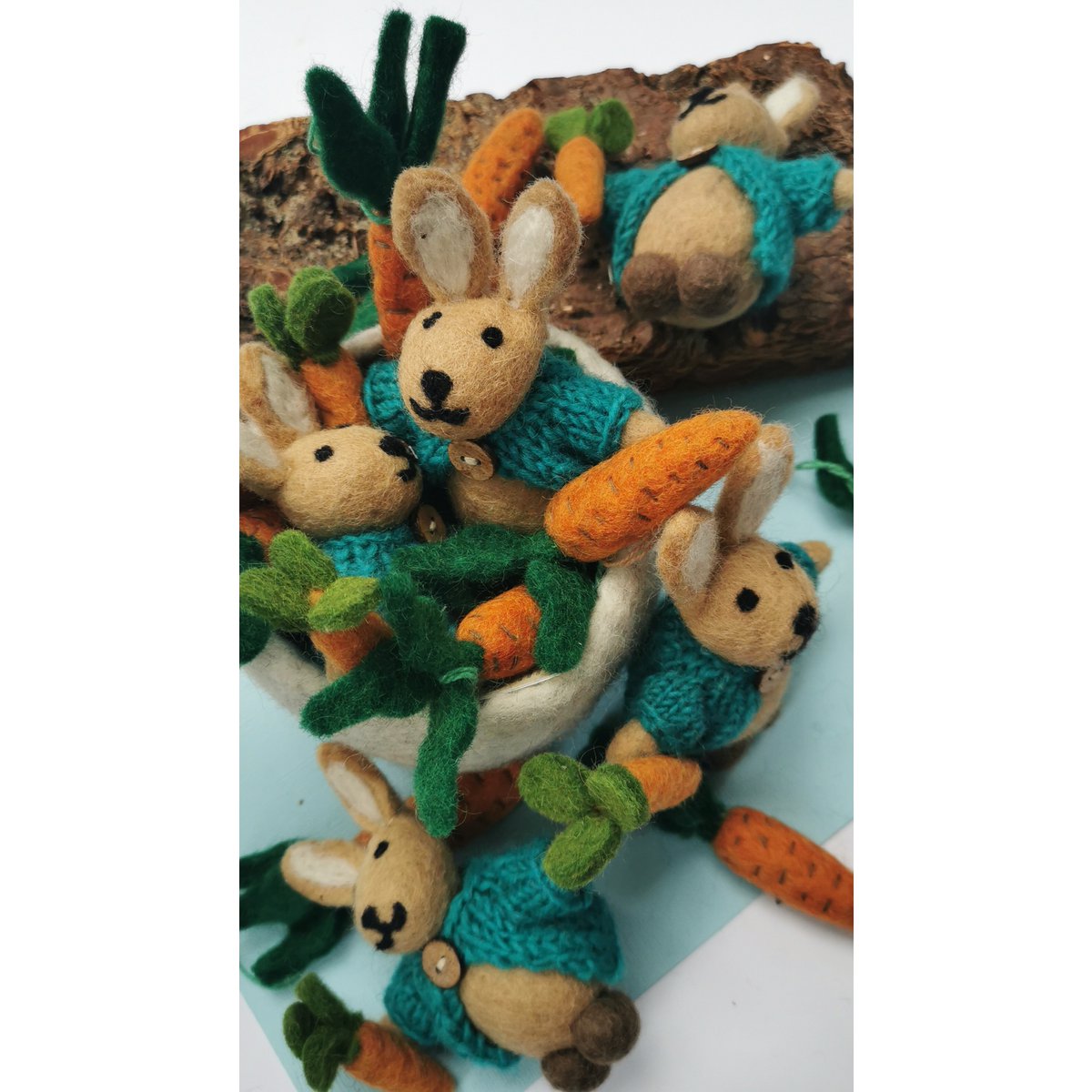 Handmade Felt Rabbit in Cardigan Easter Hanging Decoration