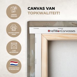 Canvas schilderij  - Wanddecoratie - Bloemen - Vaas - Stilleven - Beige