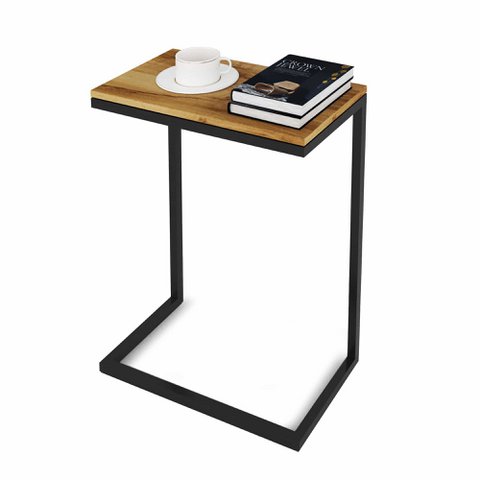 Wooden C Side Table, End Table, Bedside Table for Small Space Living Room