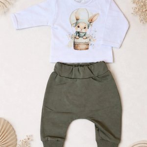 Baby set bunny in hot air balloon – top and pants