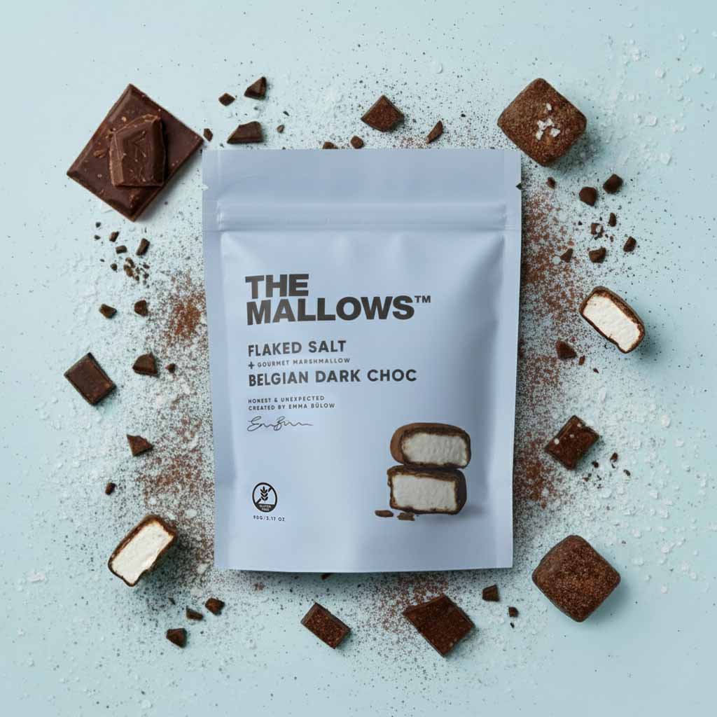 Flaked Salt - Gourmet Marshmallows met Dark Chocolate & Maldon Seasalt 90G