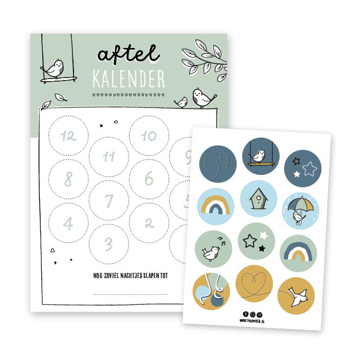 Countdown calendar | green | incl. stickers