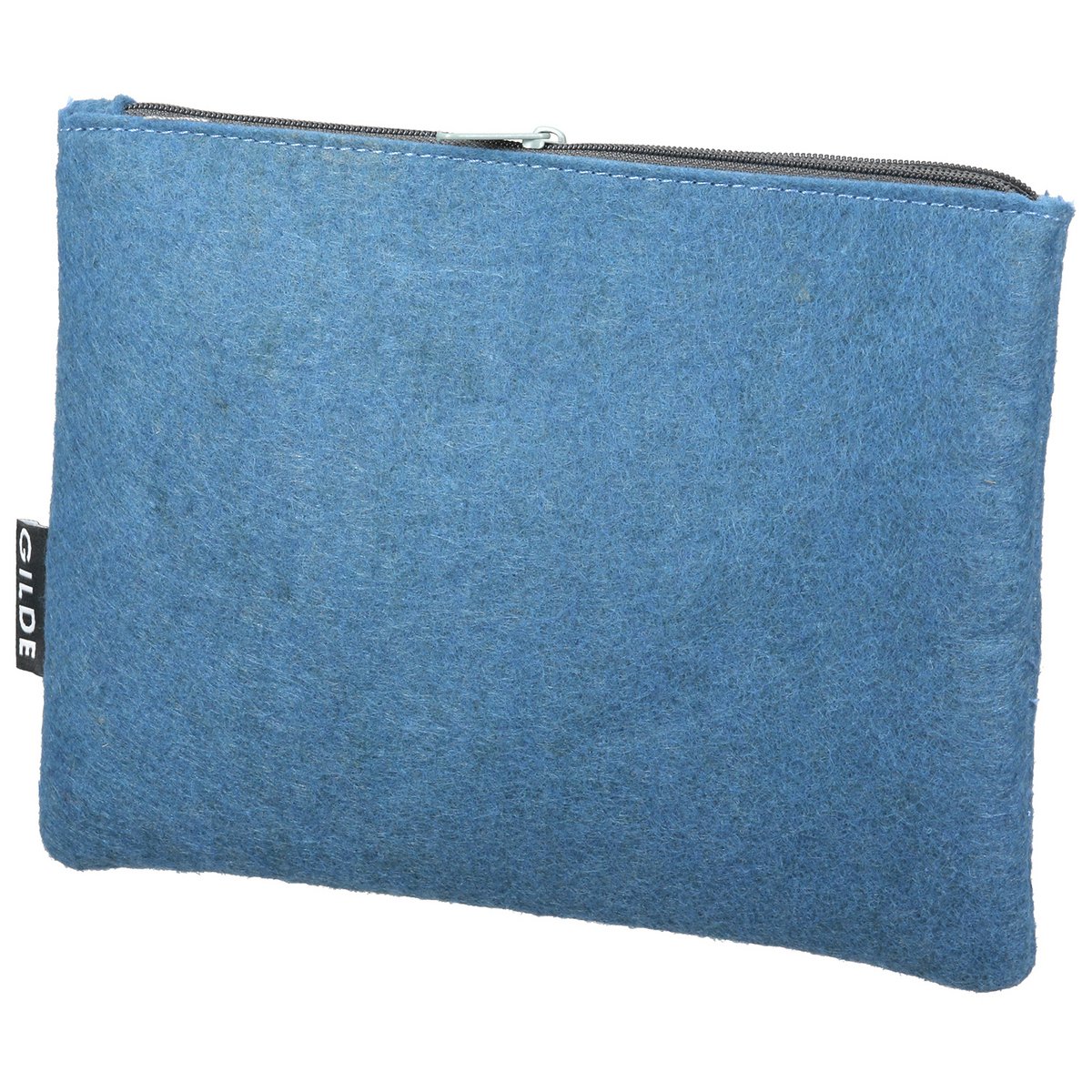Täschchen, rechteckig, "Camperglück", Schriftzug, Wohnwagenmotiv, Filz, blau, dunkelgrau, VE 12, 2fach sortiert, L. 20 cm, B. 2.5 cm, H. 15 cm