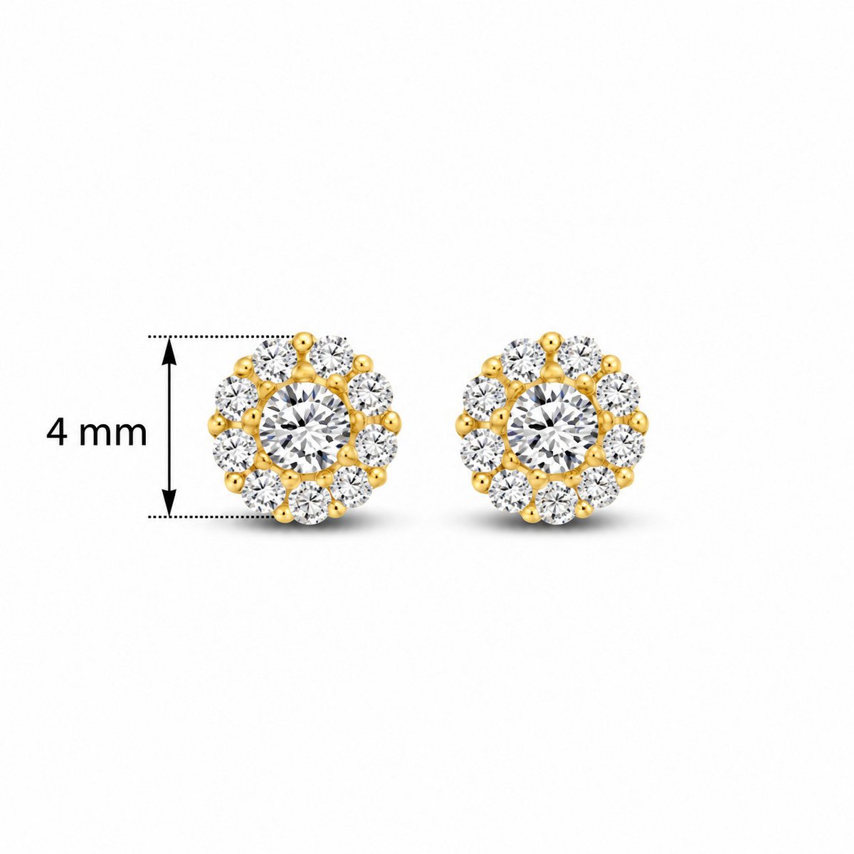 New Bling Gold 9NBG-0083 Bouton Acteurs d'Ent - Zirkonia - 4mm - Doré